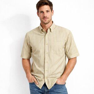 Men's Short Sleeve Van Heusen Yellow Stripe Casual Shirt